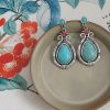 Aretes colgantes de turquesa tibetana en forma de gota de agua Tibet Turquoise Waterdrop Dangle Earrings