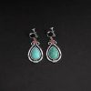 Aretes colgantes de turquesa tibetana en forma de gota de agua Tibet Turquoise Waterdrop Dangle Earrings