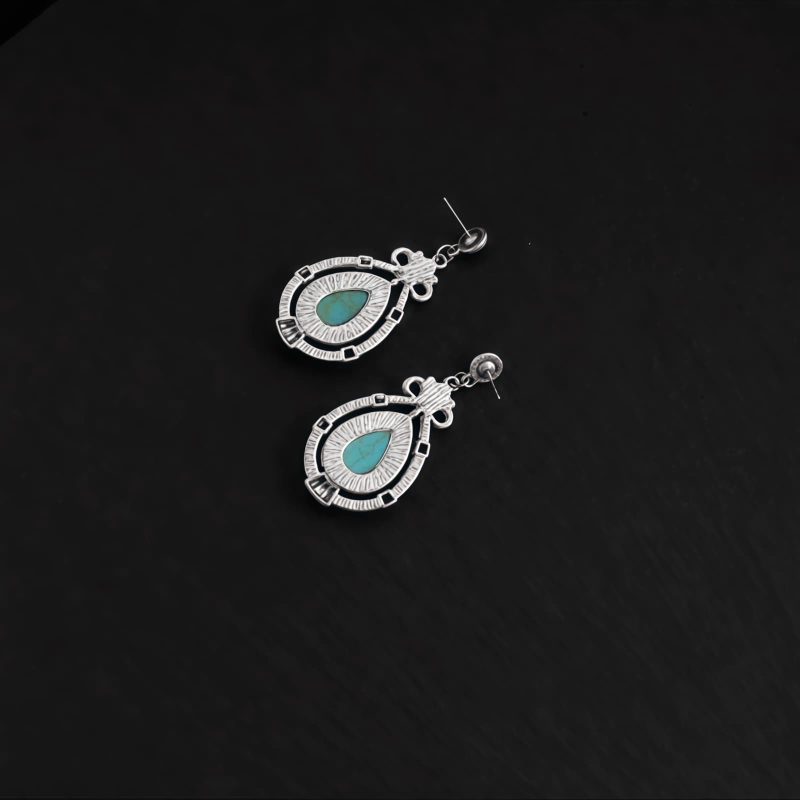 Aretes colgantes de turquesa tibetana en forma de gota de agua Tibet Turquoise Waterdrop Dangle Earrings