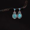 Aretes colgantes de turquesa tibetana en forma de gota de agua Tibet Turquoise Waterdrop Dangle Earrings