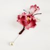 Broche de Flor Roja de Seda de Morera Hecha a Mano en el Tíbet Tibetan Handmade Mulberry Silk Red Flower Brooch