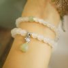 Pulsera de Protección de Ágata Blanca Tibetana con Loto Tibetan White Agate Lotus Protection Bracelet