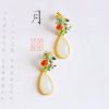 Aretes colgantes de jade blanco y ágata roja con forma de mariposa White Jade Red Agate Butterfly Dangle Earrings