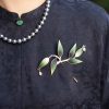 Broche de Bambú de Seda de Morera de Terciopelo de Yangzhou Yangzhou Velvet Mulberry Silk Bamboo Brooch