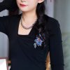 Broche de Flores Azules de Seda de Yangzhou Yangzhou Silk Blue Floral Brooch