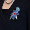 Broche de Flores Azules de Seda de Yangzhou Yangzhou Silk Blue Floral Brooch