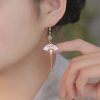 أقراط من اليشم والخيزران مطلية بالذهب عيار 14 قيراط 14K Gold Filled Bamboo Jade Earrings