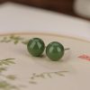 Aretes de Jade Cian Redondo en Plata 925 925 Silver Round Cyan Jade Calm Stud Earrings