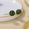 Aretes de Jade Cian Redondo en Plata 925 925 Silver Round Cyan Jade Calm Stud Earrings