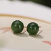 Aretes de Jade Cian Redondo en Plata 925 925 Silver Round Cyan Jade Calm Stud Earrings