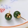 Aretes de Jade Cian Redondo en Plata 925 925 Silver Round Cyan Jade Calm Stud Earrings