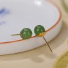 Aretes de Jade Cian Redondo en Plata 925 925 Silver Round Cyan Jade Calm Stud Earrings