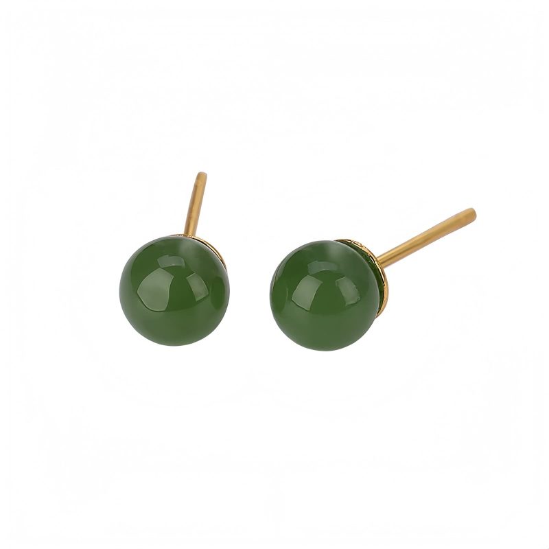 Aretes de Jade Cian Redondo en Plata 925 925 Silver Round Cyan Jade Calm Stud Earrings