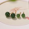 Aretes de Jade Cian Redondo en Plata 925 925 Silver Round Cyan Jade Calm Stud Earrings