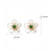 Aretes de Flor de Jade y Plata 925 con Tridacna 925 Silver Tridacna Jade Flower Earrings