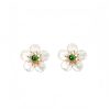 Aretes de Flor de Jade y Plata 925 con Tridacna 925 Silver Tridacna Jade Flower Earrings