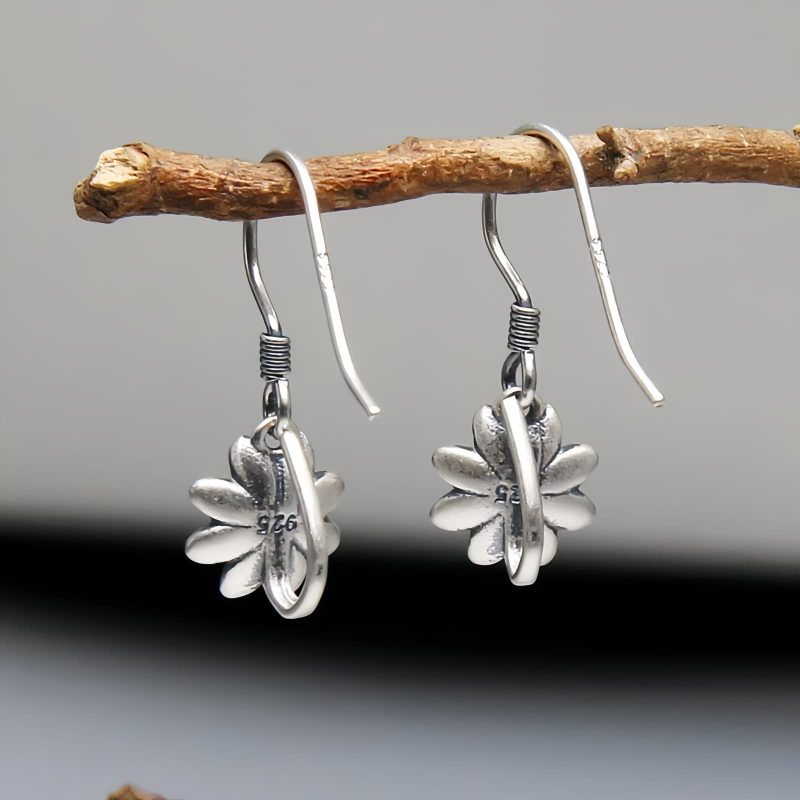 Aretes de Flor de Loto en Plata 925 925 Silver Lotus Flower Earrings