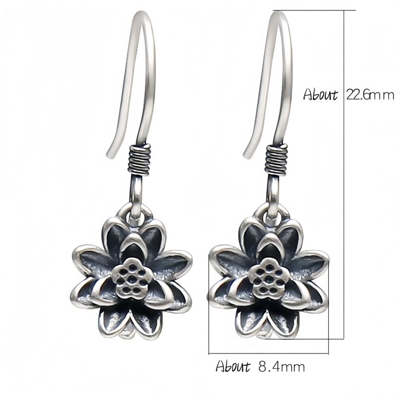 Aretes de Flor de Loto en Plata 925 925 Silver Lotus Flower Earrings