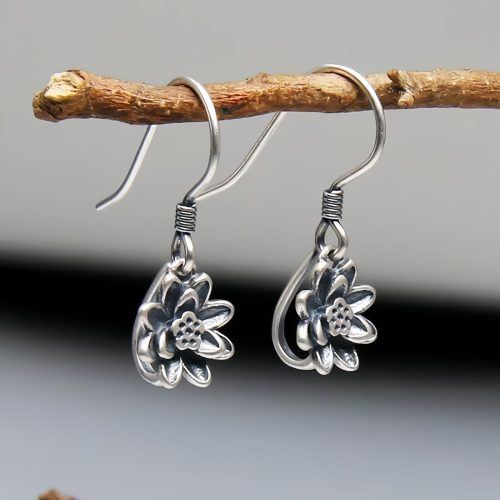 Aretes de Flor de Loto en Plata 925 Aretes de Flor de Loto en Plata 925