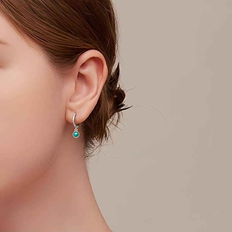 Aretes Redondos de Malaquita y Plata 925 para la Ansiedad 925 Silver Round Malachite Anti-Anxiety Earrings