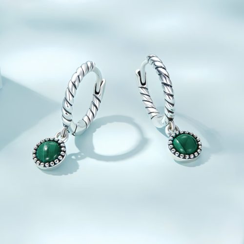 Aretes Redondos de Malaquita y Plata 925 para la Ansiedad Aretes Redondos de Malaquita y Plata 925 para la Ansiedad