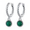 Aretes Redondos de Malaquita y Plata 925 para la Ansiedad 925 Silver Round Malachite Anti-Anxiety Earrings