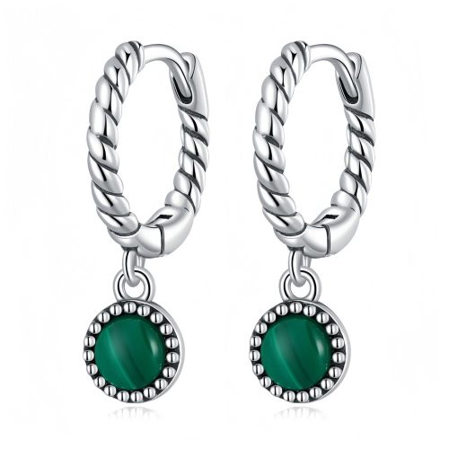 Aretes Redondos de Malaquita y Plata 925 para la Ansiedad Aretes Redondos de Malaquita y Plata 925 para la Ansiedad
