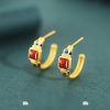 Gelang Bunga Teratai Agate Merah Perak 925 925 Silver Red Agate Lotus Earrings