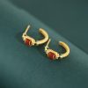 Gelang Bunga Teratai Agate Merah Perak 925 925 Silver Red Agate Lotus Earrings