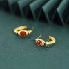 Gelang Bunga Teratai Agate Merah Perak 925 925 Silver Red Agate Lotus Earrings