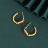Gelang Bunga Teratai Agate Merah Perak 925 925 Silver Red Agate Lotus Earrings