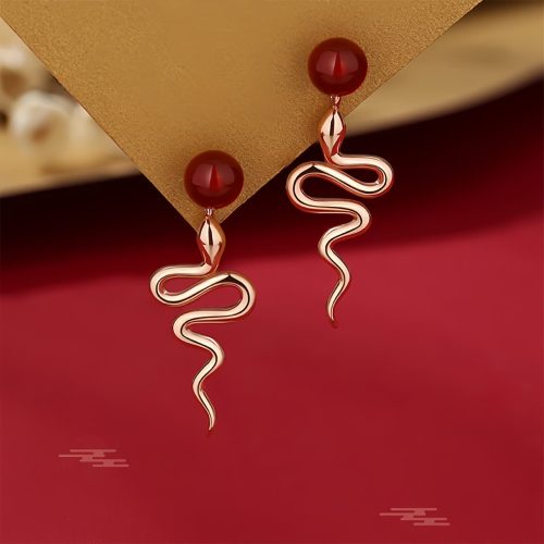 Aretes de Plata 925 Año de la Serpiente Bendición Aretes de Plata 925 Año de la Serpiente Bendición
