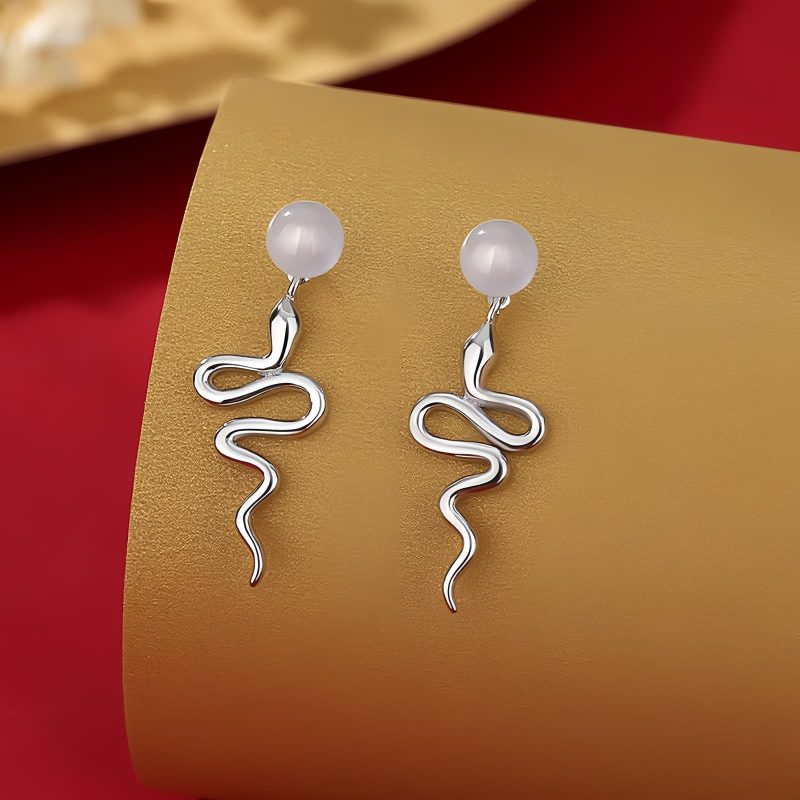 أقراط فضة عيار 925، سنة الأفعى المباركة 925 Silver Year of the Snake Blessing Earrings