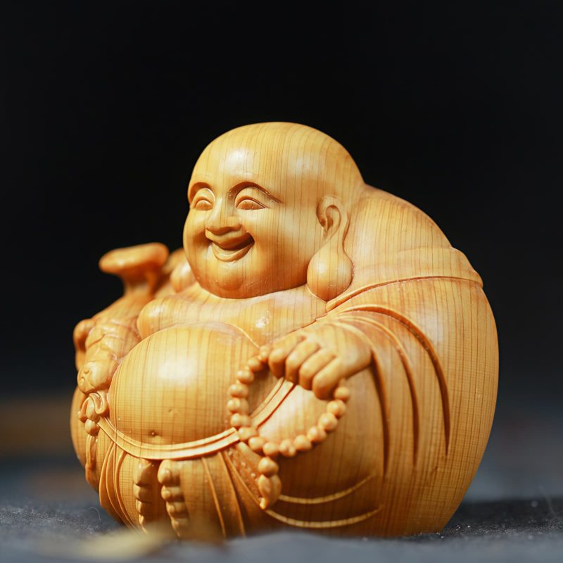 Figura de Buda Ríe de Boj para Decoración del Hogar Boxwood Laughing Buddha Home Decor