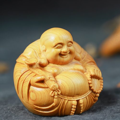 Figura de Buda Ríe de Boj para Decoración del Hogar Figura de Buda Ríe de Boj para Decoración del Hogar