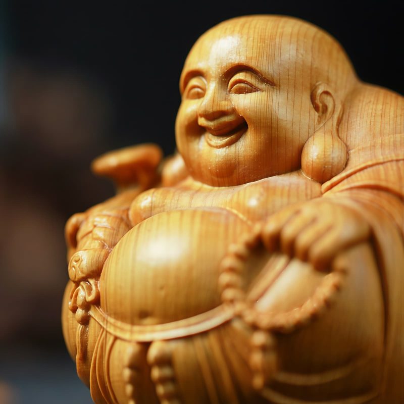 Figura de Buda Ríe de Boj para Decoración del Hogar Boxwood Laughing Buddha Home Decor