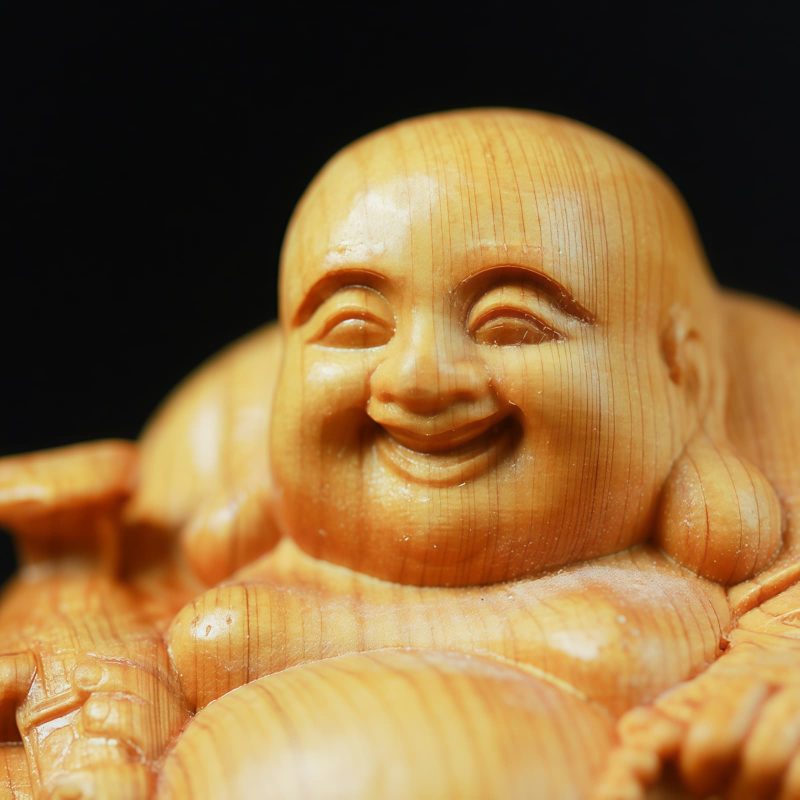 Figura de Buda Ríe de Boj para Decoración del Hogar Boxwood Laughing Buddha Home Decor