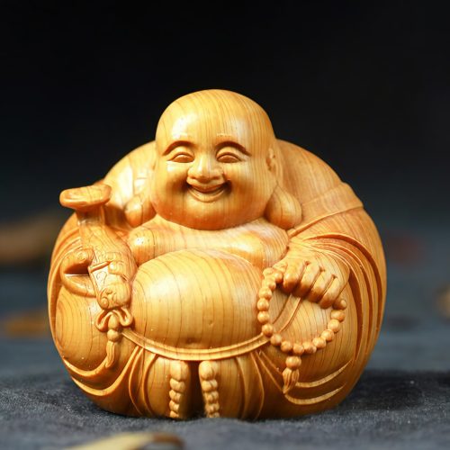 Figura de Buda Ríe de Boj para Decoración del Hogar Figura de Buda Ríe de Boj para Decoración del Hogar