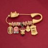 دبوس برونزي بتصميم تنين فو لجلب الحظ السعيد Brass Dragon Fu Fortune Brooch