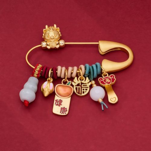 Broche de la Fortuna con Dragón Fu de Latón Broche de la Fortuna con Dragón Fu de Latón