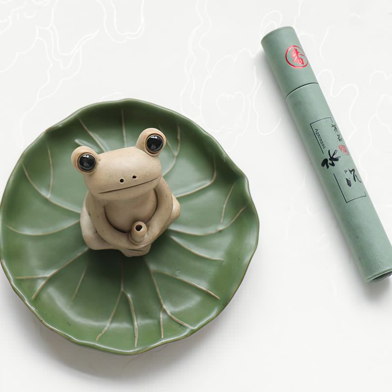 حامل بخور ضفدع سيراميكي ديكوري Ceramic Frog Incense Burner Decoration