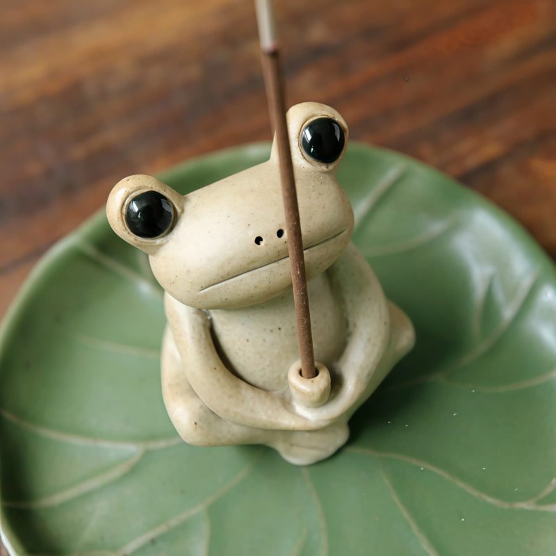 حامل بخور ضفدع سيراميكي ديكوري Ceramic Frog Incense Burner Decoration
