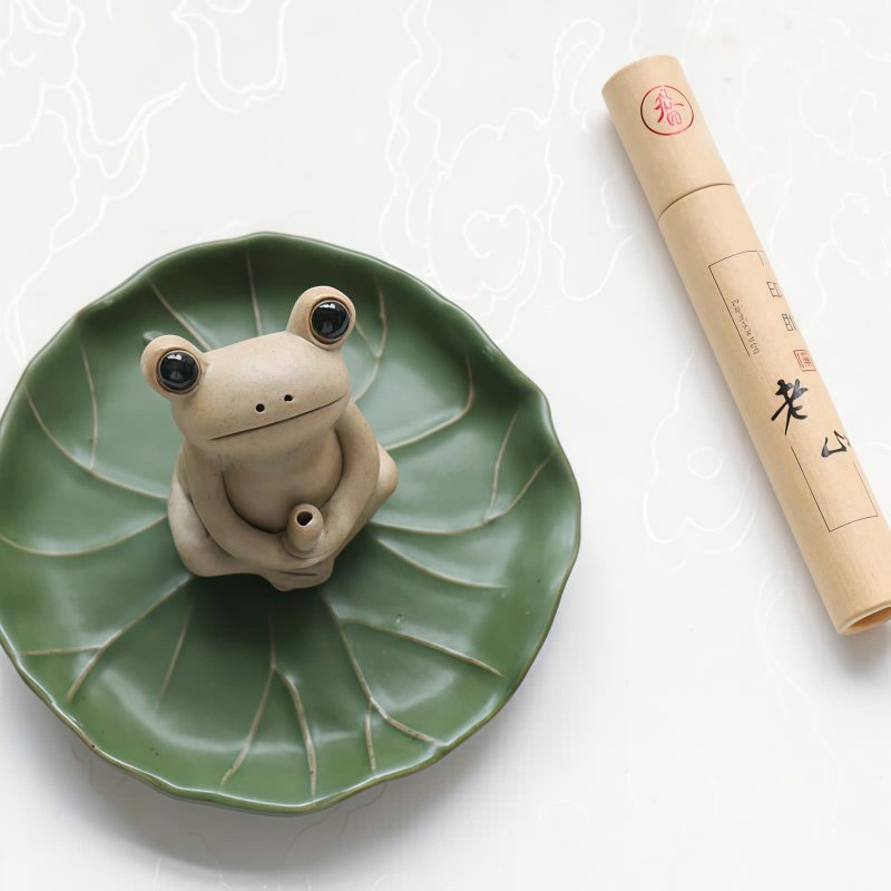 حامل بخور ضفدع سيراميكي ديكوري Ceramic Frog Incense Burner Decoration