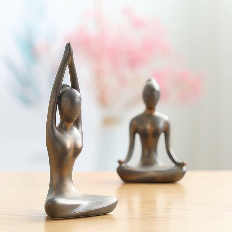 Figurilla Cerámica Abstracta de Meditación Yoga Ceramic Abstract Yoga Meditation Figurine