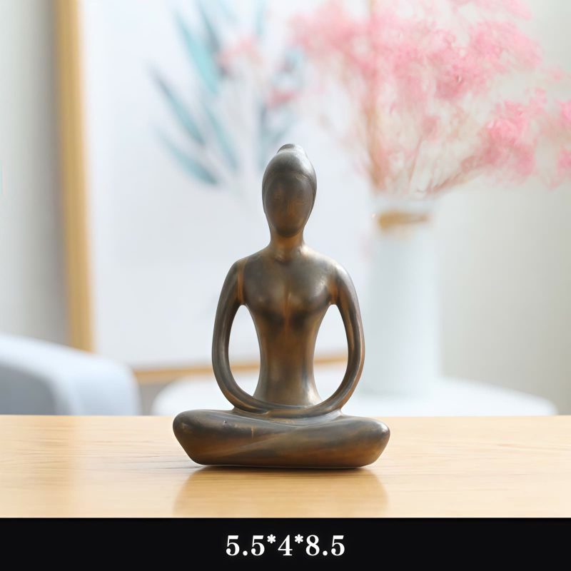 Figurilla Cerámica Abstracta de Meditación Yoga Ceramic Abstract Yoga Meditation Figurine