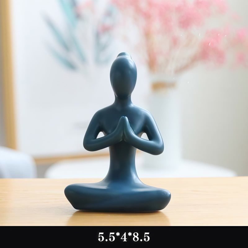 Figurilla Cerámica Abstracta de Meditación Yoga Ceramic Abstract Yoga Meditation Figurine