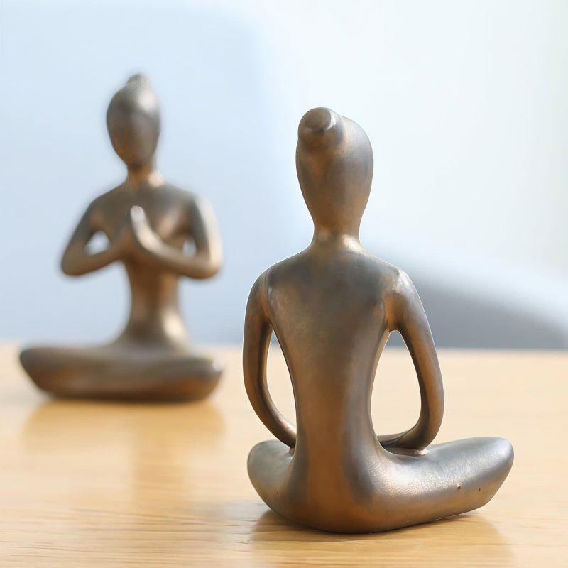 Figurilla Cerámica Abstracta de Meditación Yoga Ceramic Abstract Yoga Meditation Figurine