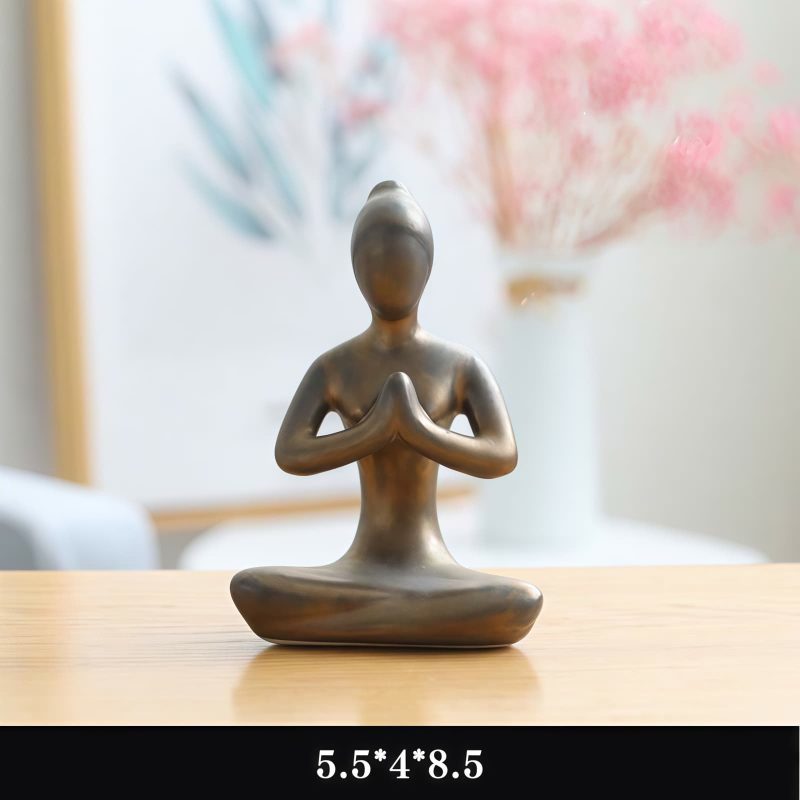 Figurilla Cerámica Abstracta de Meditación Yoga Ceramic Abstract Yoga Meditation Figurine