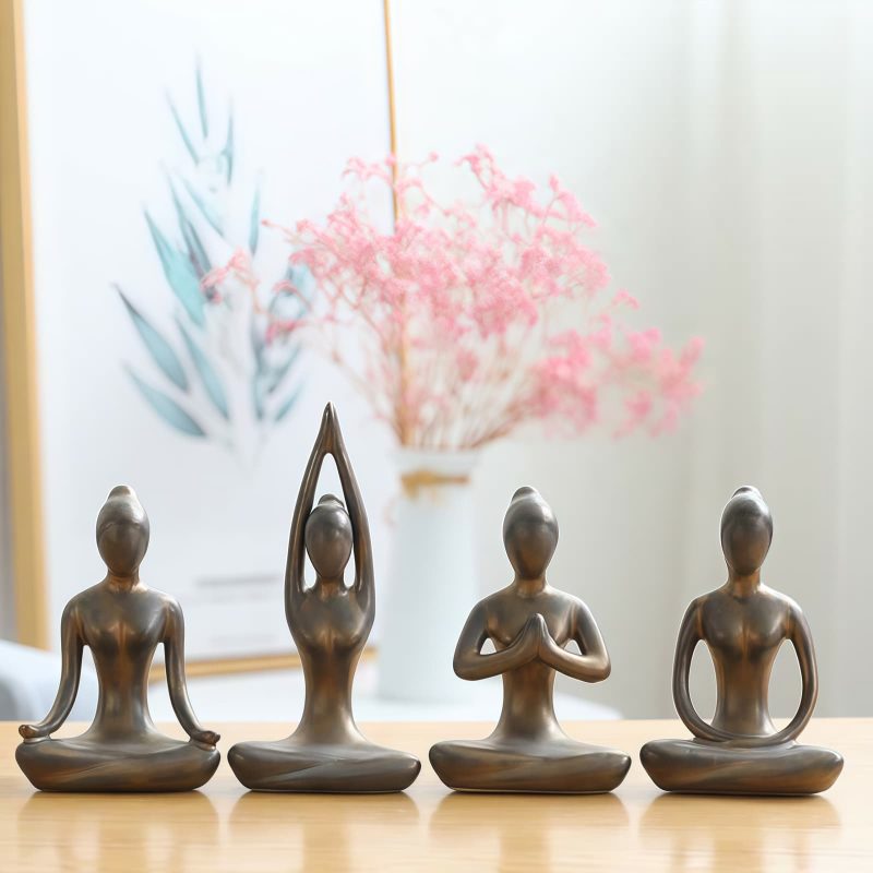Figurilla Cerámica Abstracta de Meditación Yoga Ceramic Abstract Yoga Meditation Figurine