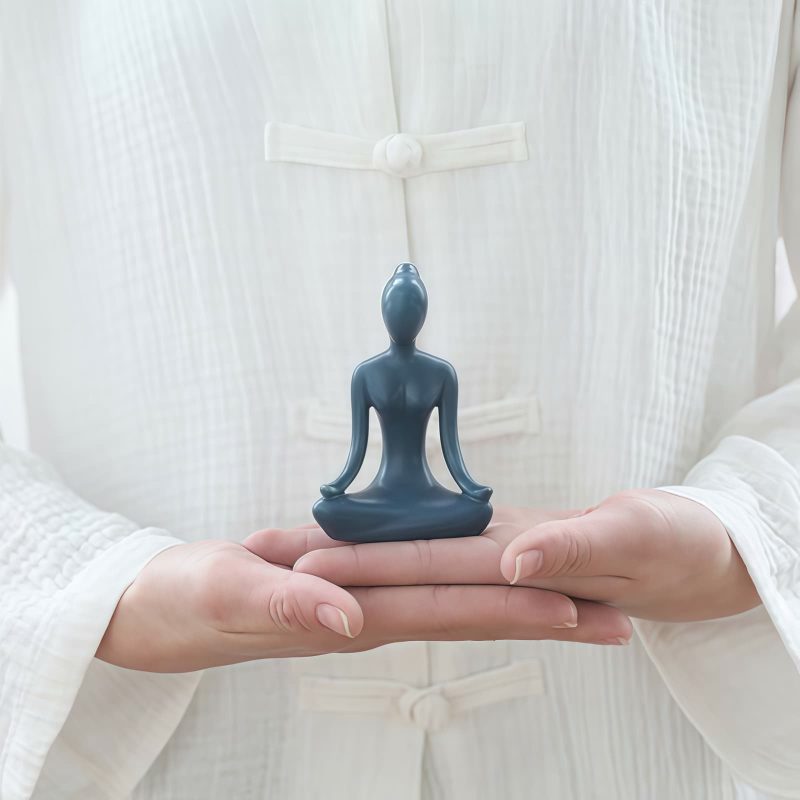 Figurilla Cerámica Abstracta de Meditación Yoga Ceramic Abstract Yoga Meditation Figurine